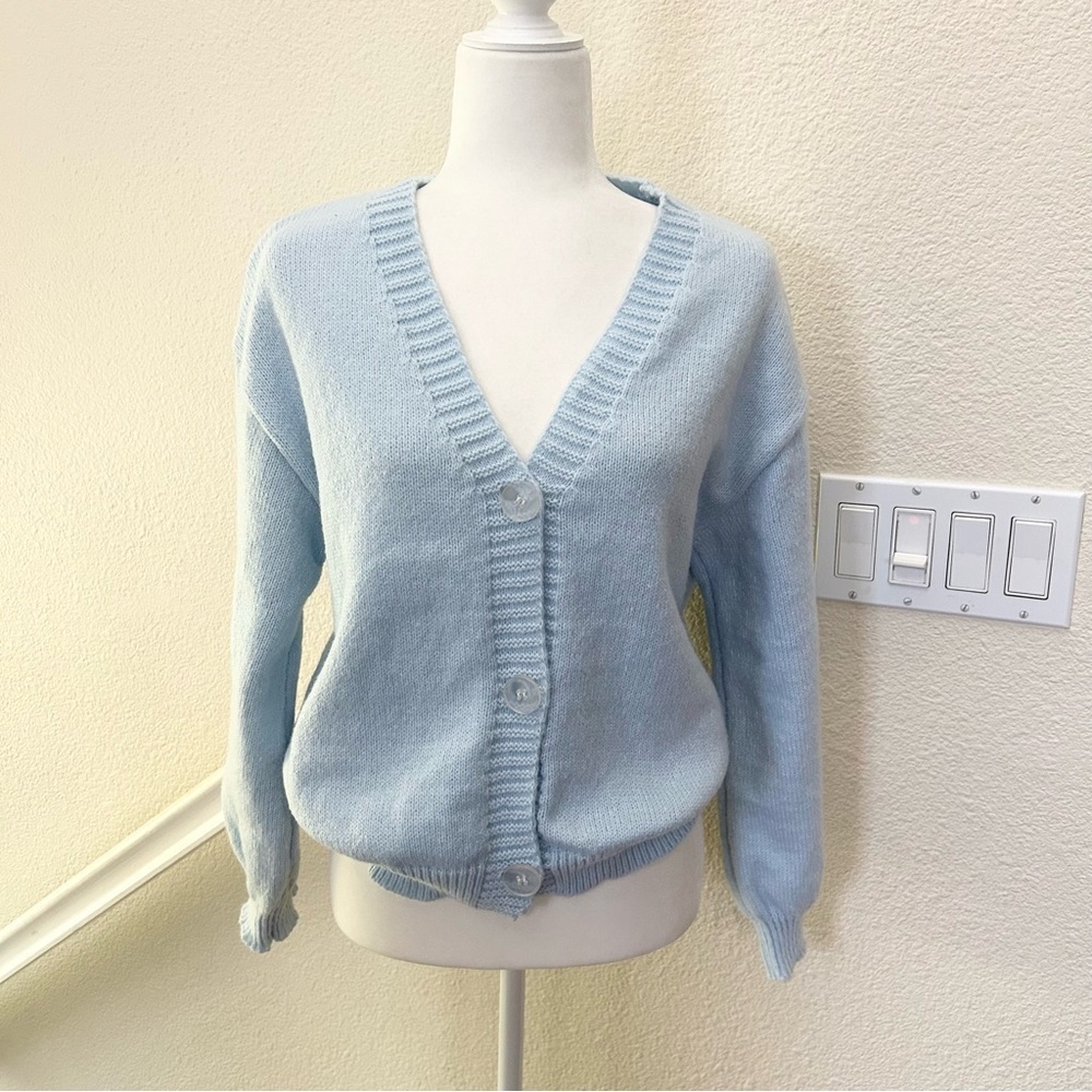 SHEIN Light Blue Cardigan, Cute, Size S oversized excellent condition